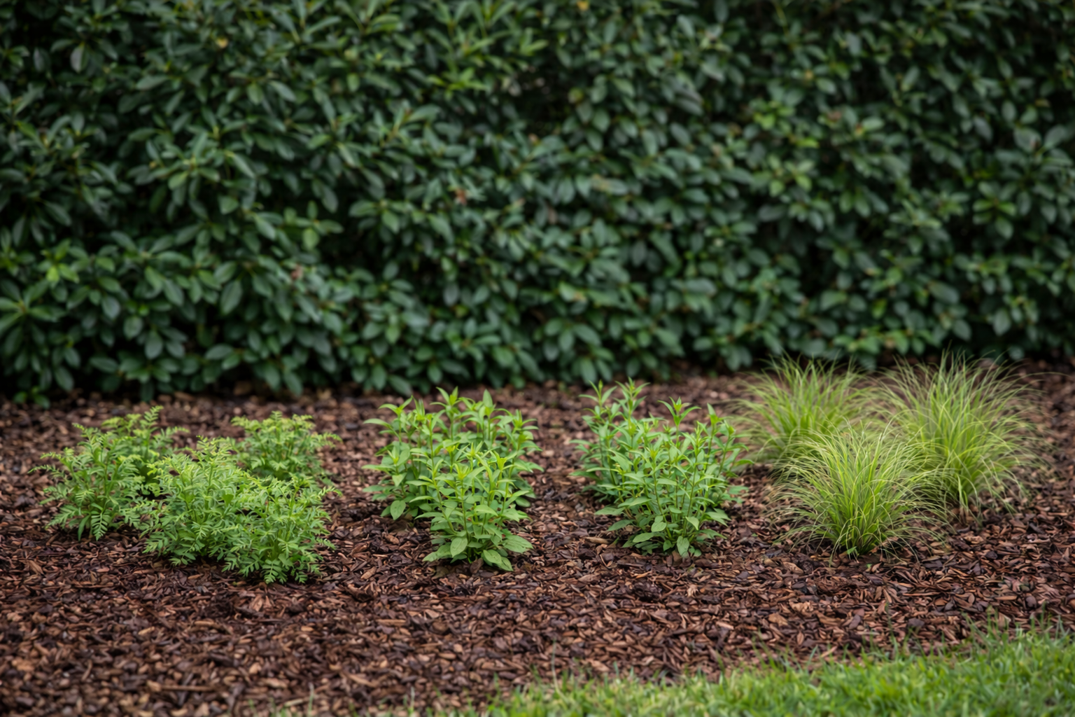 Frissen ültetett évelő növények.