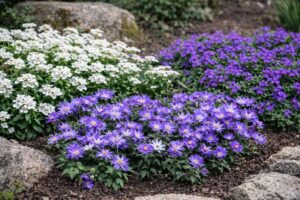 Anemone blanda sziklakertbe ültetve.