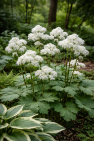 A fehér völgycsillag virágzása árnyékos helyen.