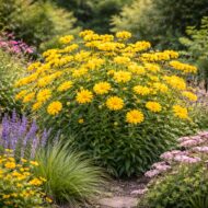 A coreopsis grandiflora azaz a nagyfészkű menyecskeszem ágyásba beültetve is csodásan mutat.