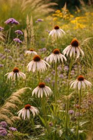 Az Echinacea pallida Hula Dancer virágai közelről.