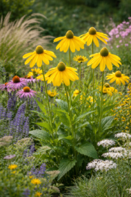 Herbstone kúpvirág sárga virágai.