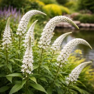 Az évelő növények lágyítják a kert vonalait.