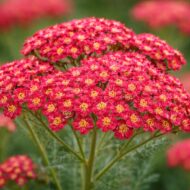 Az achillea millefolium azaz a piros cickafark virága közelről