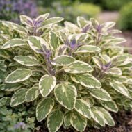 Tarka levelű orvosi zsálya Salvia officinalis finoman árnyalt lombja közelről