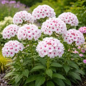 A phlox paniculata europa azaz a bugás lángvirág kifejlett állapota látható a képen