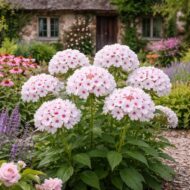 A phlox paniculata europa azaz a bugás lángvirág évelőkkel összeültetve