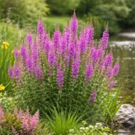 A réti füzény ágyásba ültetve vízkedvelő növényekkel