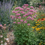 Gyönyörűen virágzó világos rózsaszín völgycsillag.