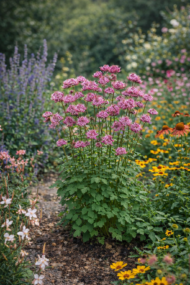 Gyönyörűen virágzó világos rózsaszín völgycsillag.