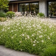 Gaura lindheimeri azaz a Fehér évelő díszgyertya modern kertben.